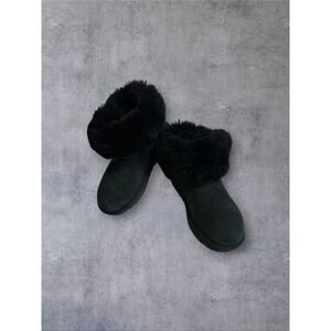 UGG Mini Bailey Button Bling Boots Womens 6 Black Swarovski Crystal
